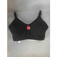 Siyah Büyük Beden Penye Desteksiz Balensiz Rahat Kullanışlı Kadın Sütyen%50 Polyester %50 Cotton Pamuk Iç Kısmı %70 Cotton %30 Polyester