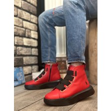 BA0142 Bantlı Erkek Yüksek Taban Kırmızı Spor Bot
