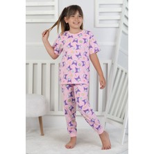 Isob Pembe Kuromi Desenli %100 Pamuk Kız Çocuk Kısa Kollu Pijama Takımı 3-8 Yaş 41219-P