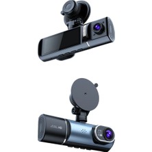 Hk Tech 3.16" Tft Ekran Çift Kameralı Gps Modüllü Hd Araç Kamerası Dvr (128GB Destekli)