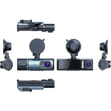 Hk Tech 3.16" Tft Ekran Çift Kameralı Gps Modüllü Hd Araç Kamerası Dvr (128GB Destekli)