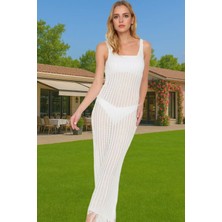 Vücuda Oturan Örme Maxi Elbise Püskül Detayı Rahat Yazlık Model Özenle Seçilmiş Modern Stil