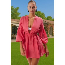 Şık Kadın Pamuklu Maxi Plaj Elbisesi Yazlık Balon Kollu Rahat ve Şık Rahat ve Şık Trend Tasarım