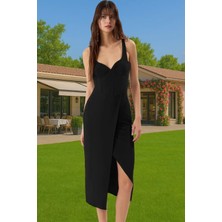 Elbise Örme Kumaş Bodycon Kalıp Midi Boy Astarsız Gece Elbisesi Özenle Seçilmiş Modern Stil