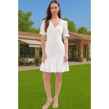 Yazlık Mini A Kesim Brode Elbise Pamuklu Rahat Günlük Premium Kalite Zarifane Tasarım