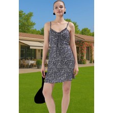 A Kesim Kolsuz Viskoz Mini Elbise Şık Çiçek Desenli Profesyonel Görünüm Rahat Kullanım Mükemmel Uyum