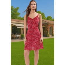 A Kesim Kolsuz Viskoz Mini Elbise Şık Çiçek Desenli Profesyonel Görünüm Rahat Kullanım Mükemmel Uyum