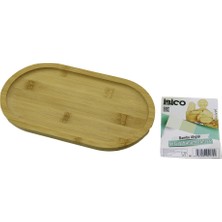 Oval Ahşap Bambu Servis Sunum Tepsi - Tahtası Mini Tepsi 25 x 14 x 1.4cm