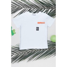 %100 Pamuk Yazı Baskılı Cepli Erkek Çocuk Tişört