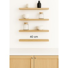 yankı-byeg 40 cm 4lü Safir Meşe Mdf Uçan Duvar Rafı Gizli Bağlantı Kitaplık Ahşap