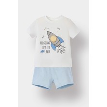 DeFacto %100 Pamuklu Uzay Baskılı Beli Lastikli Pijama Takımı Erkek Bebek E4788A525HS