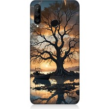 Teknomeg Huawei P30 Lite Uyumlu Göl Kenarında Yalnız Ağaç  Desenli Silikon Kılıf