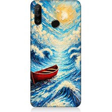 Huawei P30 Lite Uyumlu Fırtınada Kırmızı Sandal  Desenli Silikon Kılıf