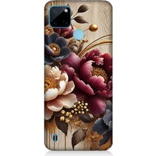 Teknomeg Realme C21Y Uyumlu Ahşap Üzerinde Gölge Çiçekler  Desenli Silikon Kılıf