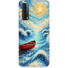 Huawei P Smart 2021 Uyumlu Fırtınada Kırmızı Sandal  Desenli Silikon Kılıf