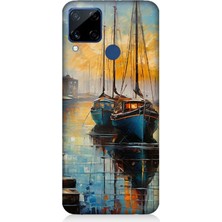 Realme C15 Uyumlu Limanda Günbatımı Huzuru  Desenli Silikon Kılıf