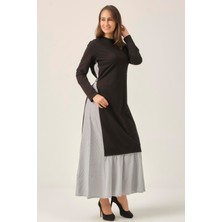 Darlin Moda Siyah Toka Detaylı Maxi Boy Elbise DM91006