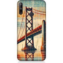 Huawei P40 Lite E Uyumlu Köprü Üzerinde Günbatımı  Desenli Silikon Kılıf