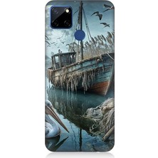 Realme C12 Uyumlu Ay Işığında Eski Gemi  Desenli Silikon Kılıf