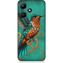 Infinix Hot 30I Uyumlu Turkuaz Zeminde Sinek Kuşu  Desenli Silikon Kılıf