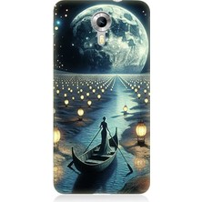 General Mobile Discovery 4g Uyumlu Ay Işığında Sandal Yolculuk  Desenli Silikon Kılıf