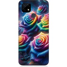 Realme C21 Uyumlu Gökkuşağı Güllerin Patlaması  Desenli Silikon Kılıf