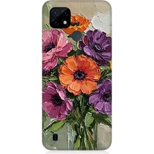 Realme C21 Uyumlu Renklerle Çiçek Demeti Baharı  Desenli Silikon Kılıf