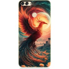 Huawei P Smart Uyumlu Alevden Yükselen Anka  Desenli Silikon Kılıf