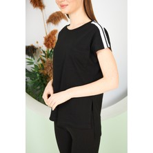 Di Giyim Kadın Yırtmaç ve Cep Detaylı T-Shirt