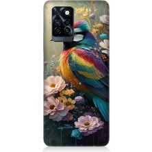 Teknomeg Infinix Note 10 Pro Uyumlu Çiçekler Arasında Kuş  Desenli Silikon Kılıf