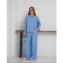 Cottoncity Palazzo Alt-Üst Takım Mavi Renk