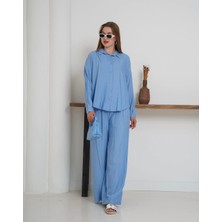 Cottoncity Palazzo Alt-Üst Takım Mavi Renk