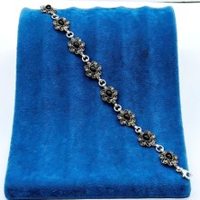 Damla Model Zirkon Oltu Taşı Işçilikli 925 Ayar Gümüş Bi