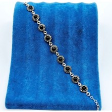 Su Yolu Oltu Taşı Işçilikli 925 Ayar Gümüş Bileklik