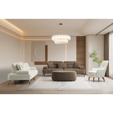 Riva Ahşap Ayaklı Beyaz Berjer