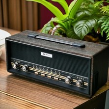 Coverzone Midi Boy Retro Radyo Bluetooth Destekli Taşınabilir Radyo - Fm/Am/Sw Frekans, Usb/Tf Kart Girişli, 2x8w Hoparlör, Şarjlı Ve Kablolu Kullanım 35cm X 14cm Px-630bt