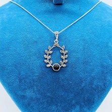 Tesbih Pasajı Çift Yaprak Model Oltu Taşı İşçilikli 925 Ayar Gümüş Ko