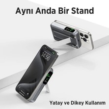 Bix TPB16 10.000 Mah OLED Ekranlı Manyetik Kablosuz Powerbank 20W Pd Hızlı Şarj ve 15W Magsafe Gri