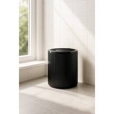 Lines Serisi Siyah Banyo Seti, 2 Parça Akrilik Silindir 5 Litre Çöp Kovası ve Tuvalet Fırçası Takımı 3376