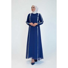 Düğme Detaylı Elbise 3919 Lacivert