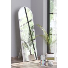 Beyaz Antre Koridor Duvar Salon Banyo Wc Ofis Çocuk Yatak Odası LED Ampullü Boy Ayna 50X150CM