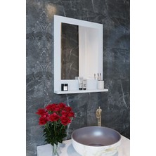 Raflı Banyo, Lavabo, Wc , Dresuar , Koridor , Mutfak , Makyaj 60X45 Beyaz Dik Ayna