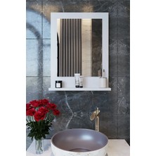 Raflı Banyo, Lavabo, Wc , Dresuar , Koridor , Mutfak , Makyaj 60X45 Beyaz Dik Ayna