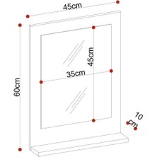 Raflı Banyo, Lavabo, Wc , Dresuar , Koridor , Mutfak , Makyaj 60X45 Beyaz Dik Ayna