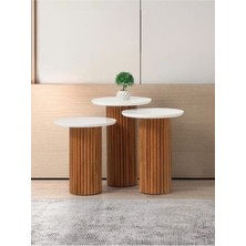 Gazzini Furniture Savana Bohem 3'lü Ahşap Zigon Sehpa