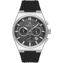 Daniel Klein DKE.1.10676-1 Tüm Fonksiyonlar Aktif Silikon Kordon Metal Kasa 3 Atm Suya Dayanıklı Siyah Renk Erkek Kol Saati