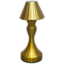 Upway Şarjlı Dokunmatik Ayarlanabilir Işıklı 3 Modlu Dekoratif Gold Retro Sehpa Konsol Yemek Masa Lambası