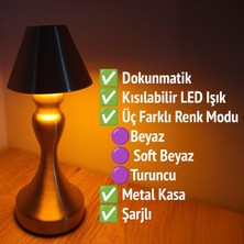 Upway Şarjlı Dokunmatik Ayarlanabilir Işıklı 3 Modlu Dekoratif Gold Retro Sehpa Konsol Yemek Masa Lambası