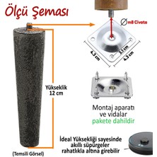 4 Adet Ahşap Ayak 12 cm Ceviz M8 Civatalı Bağlantı Aparatlı Dolap Mobilya Koltuk Kanepe Destek Ayağı Ayakları
