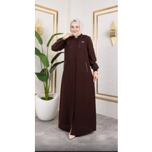 Biyeli Şerit Metal Aksesuar Detaylı Ferace / Taba - F0144